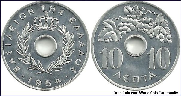 GreeceKingdom 10 Lepta 1954