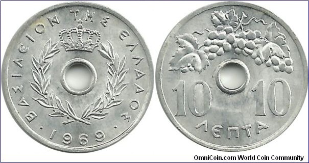 GreeceKingdom 10 Lepta 1969