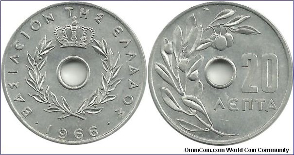 GreeceKingdom 20 Lepta 1966
