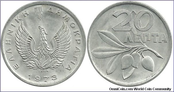 GreeceRepublic 20 Lepta 1973-Phoenix