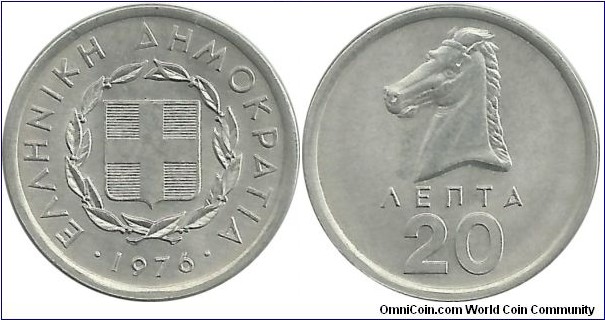 GreeceRepublic 20 Lepta 1976