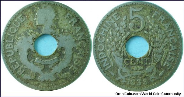 FrenchIndochine5Cents-km18-1938