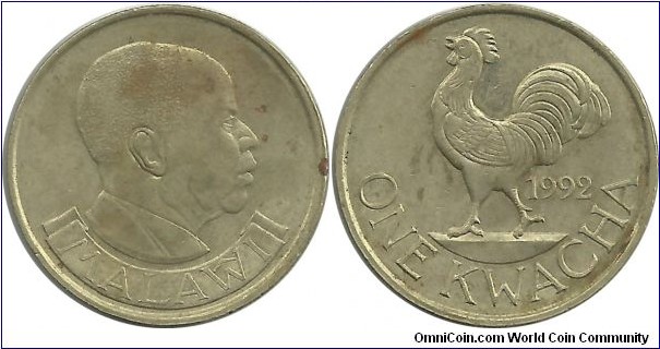 Malawi 1 Kwacha 1992 - President Dr. Hastings Kamuzu Banda