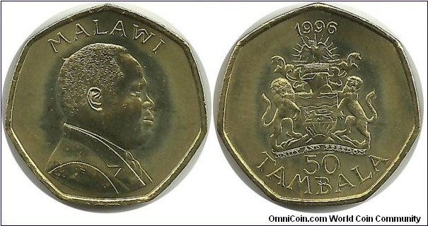 Malawi 50 Tambala 1996
President Bakili Muluzi