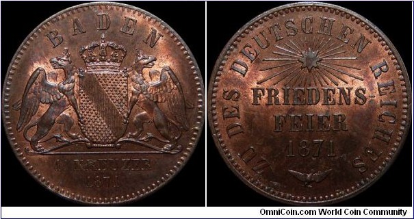 German States - Baden 1 Kreuzer 1871