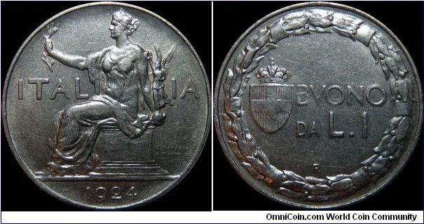 Italy 2 Lire 1924-R