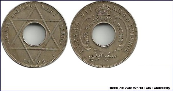 BWestAfrica 1/10 Penny 1908