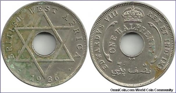 BWestAfrica ½ Penny 1936KN