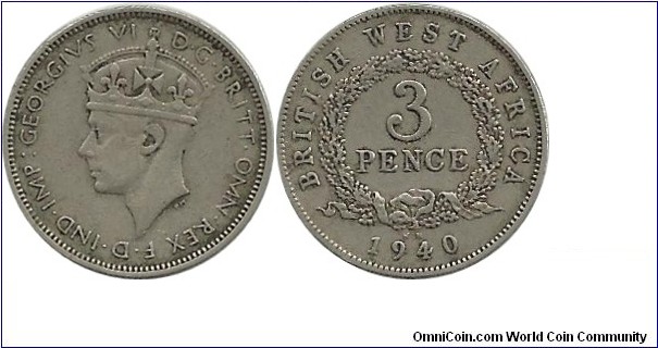 BWestAfrica 3 Pence 1940KN
