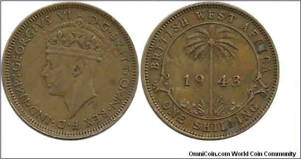 BWestAfrica 1 Shilling 1943