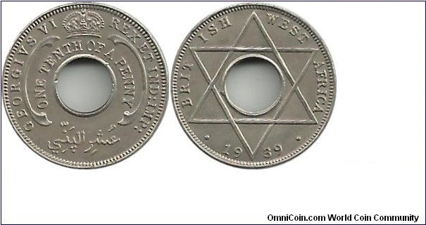 BWestAfrica 1/10 Penny 1939