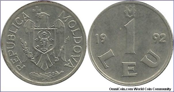 Moldovan Republic  1 Leu 1992