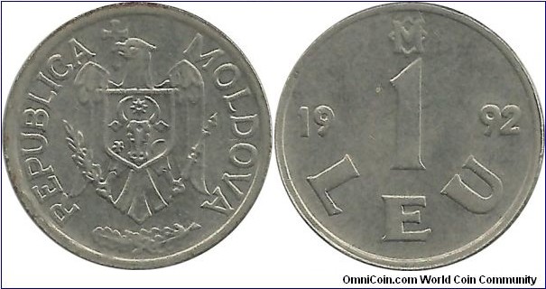 Moldovan Republic  1 Leu 1992