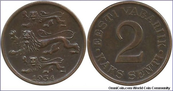 Eesti 2 Senti 1934