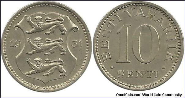 Eesti 10 Senti 1931