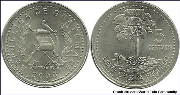 Guatemala 5 Centavos 2000