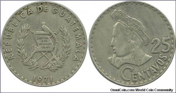 Guatemala 25 Centavos 1971