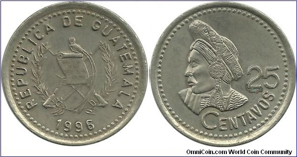 Guatemala 25 Centavos 1996