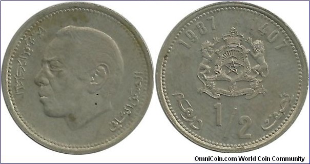 Morocco ½ Dirham AH1407-1987