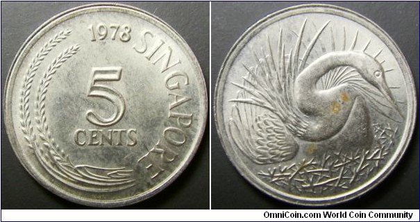 Singapore 1978 5 cents. 