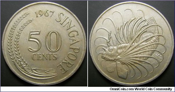 Singapore 1967 50 cents. 