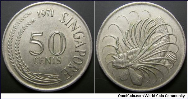 Singapore 1971 50 cents. 