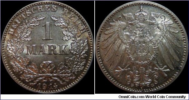 German Empire 1 Mark 1914-G - Massive Doubling on Eagle-side