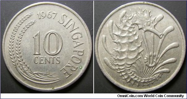 Singapore 1967 10 cents. 