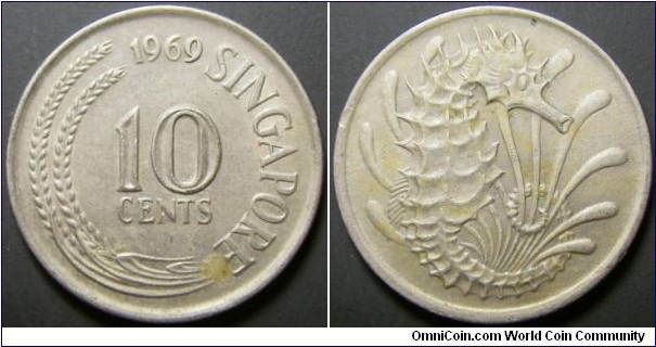 Singapore 1969 10 cents. 