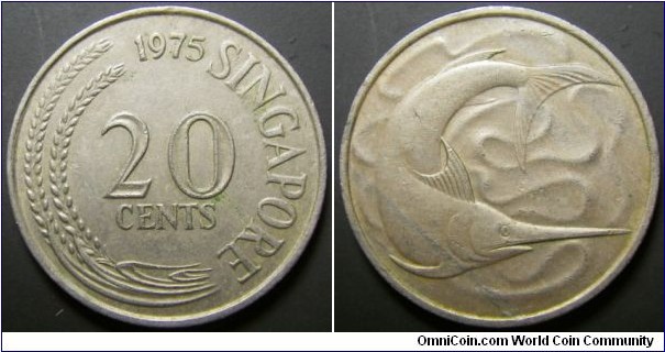 Singapore 1975 20 cents. 