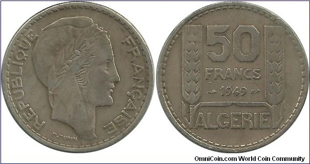 Algeria-French 50 Francs 1949