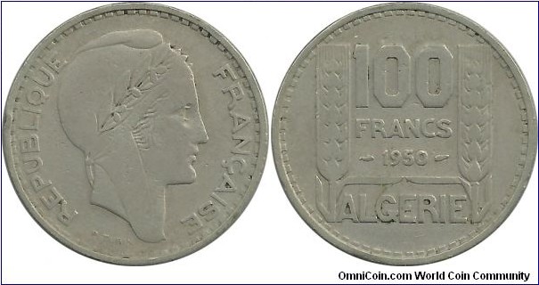 Algeria-French 100 Francs 1950