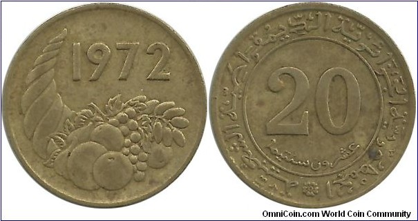 Algeria 20 Centimes 1972-FAO