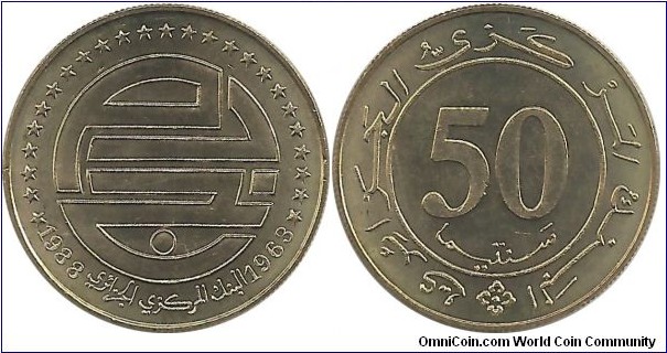 Algeria 50 Centimes 1988-25th Ann. Constitution