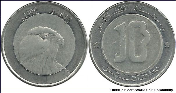 Algeria 10 Dinar 1992-Falcon's head