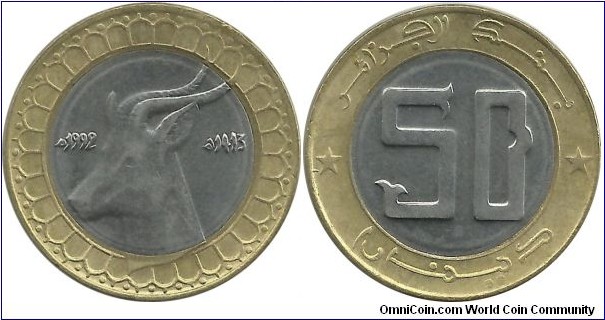 Algeria 50 Dinar 1992-Dama Gazelle