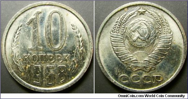 Russia 1968 10 kopek. Most likely pulled from mintset. 