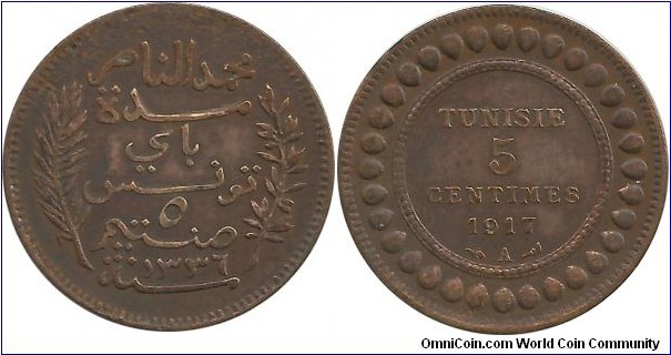 Tunisia 5 Centimes 1336-1917A