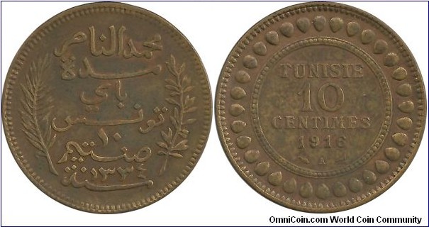 Tunisia 10 Centimes 1334-1916A