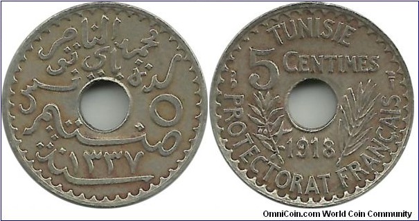 Tunisia 5 Centimes 1337-1918