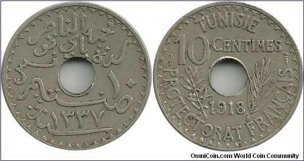 Tunisia 10 Centimes 1337-1918