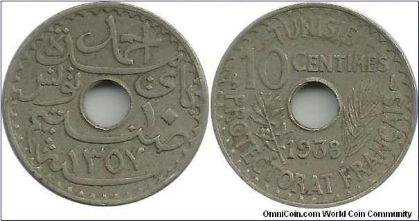 Tunisia 10 Centimes 1357-1938