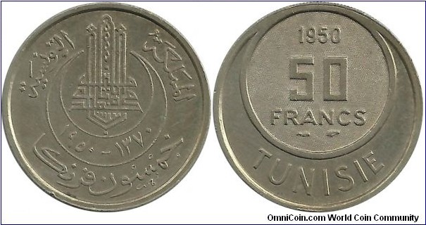 Tunisia 50 Francs 1370-1950