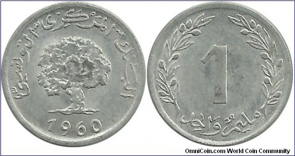 Tunisia 1 Millieme 1960