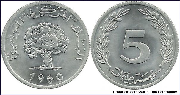 Tunisia 5 Milliemes 1960