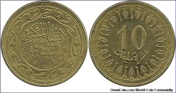 Tunisia 10 Milliemes 1430-2009