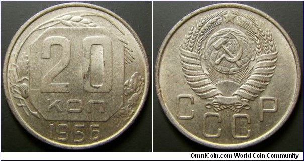 Russia 1956 20 kopek. Nice condition. 