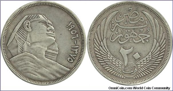 Egypt 20 Piastres 1375-1956