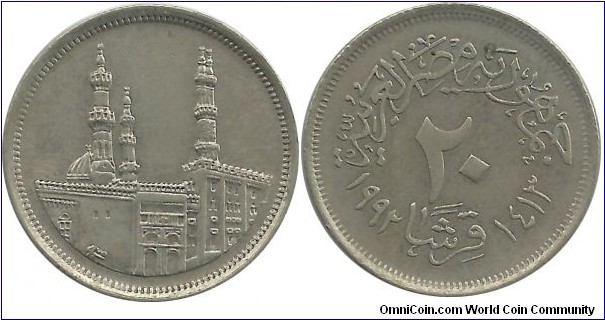 Egypt 20 Piastres 1413-1992