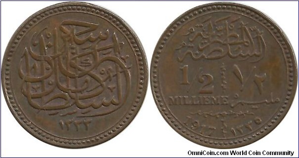 Egypt ½ Millieme AH1335-1917